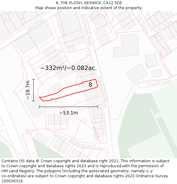 8, THE PLOSH, KESWICK, CA12 5DE: Plot and title map