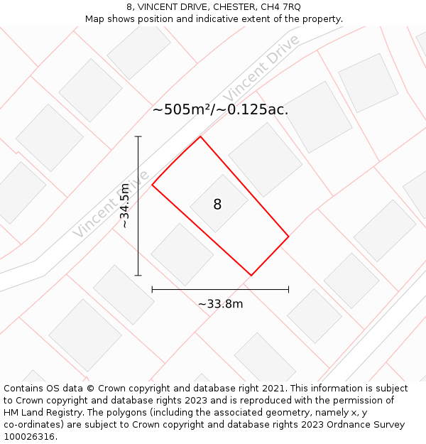 8, VINCENT DRIVE, CHESTER, CH4 7RQ: Plot and title map