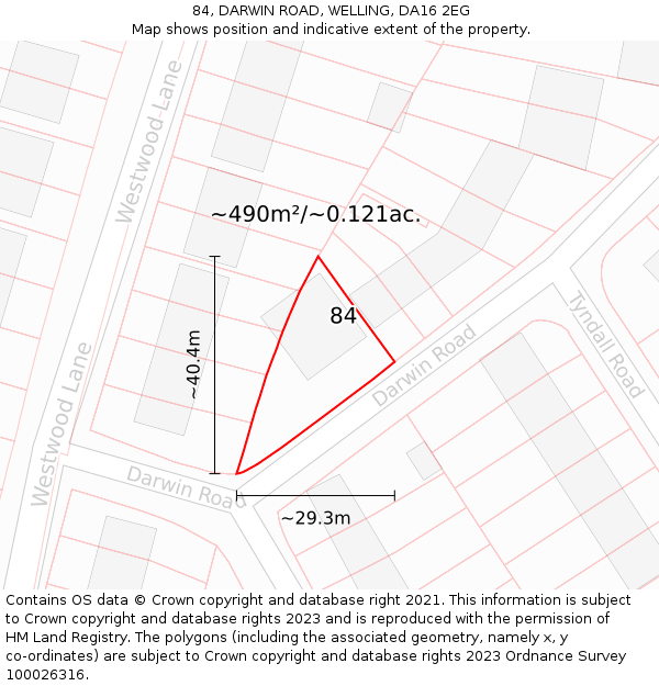 84, DARWIN ROAD, WELLING, DA16 2EG: Plot and title map