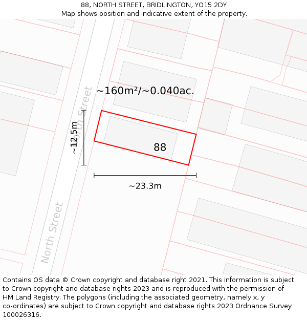 88, NORTH STREET, BRIDLINGTON, YO15 2DY: Plot and title map