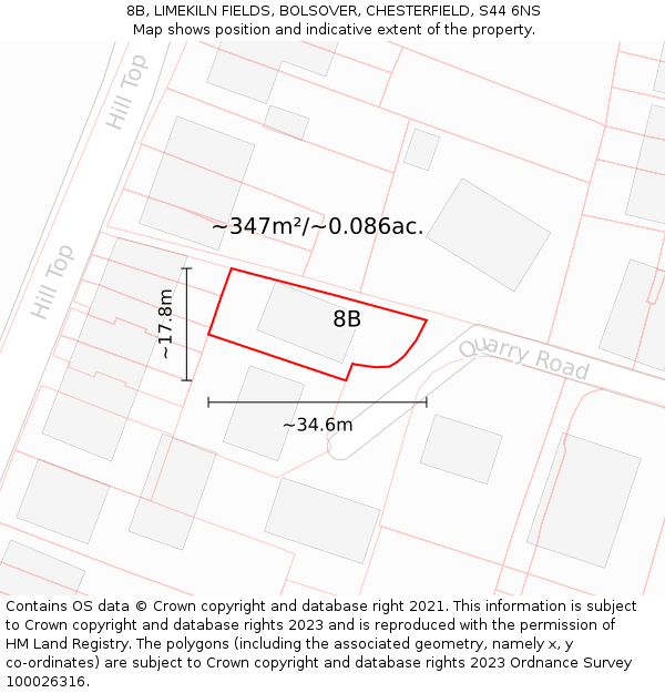 8B, LIMEKILN FIELDS, BOLSOVER, CHESTERFIELD, S44 6NS: Plot and title map