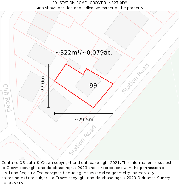 99, STATION ROAD, CROMER, NR27 0DY: Plot and title map