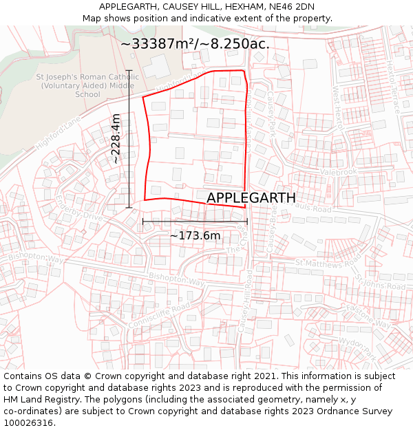 APPLEGARTH, CAUSEY HILL, HEXHAM, NE46 2DN: Plot and title map