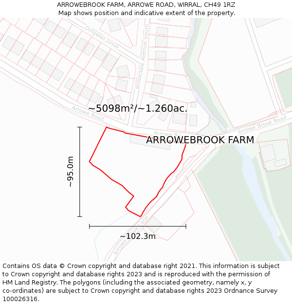 ARROWEBROOK FARM, ARROWE ROAD, WIRRAL, CH49 1RZ: Plot and title map