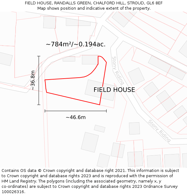 FIELD HOUSE, RANDALLS GREEN, CHALFORD HILL, STROUD, GL6 8EF: Plot and title map