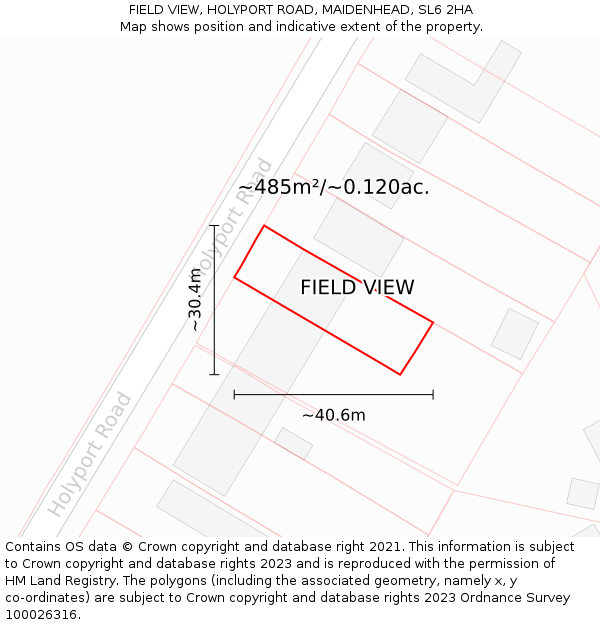 FIELD VIEW, HOLYPORT ROAD, MAIDENHEAD, SL6 2HA: Plot and title map