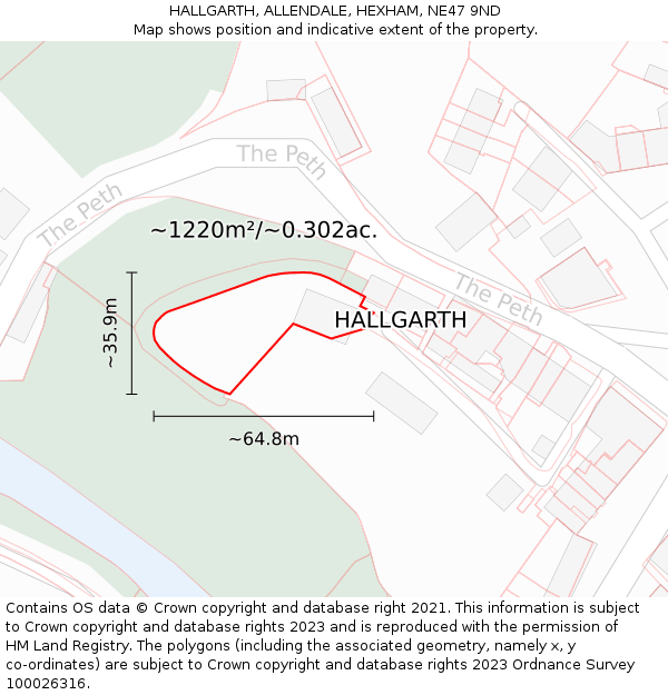 HALLGARTH, ALLENDALE, HEXHAM, NE47 9ND: Plot and title map