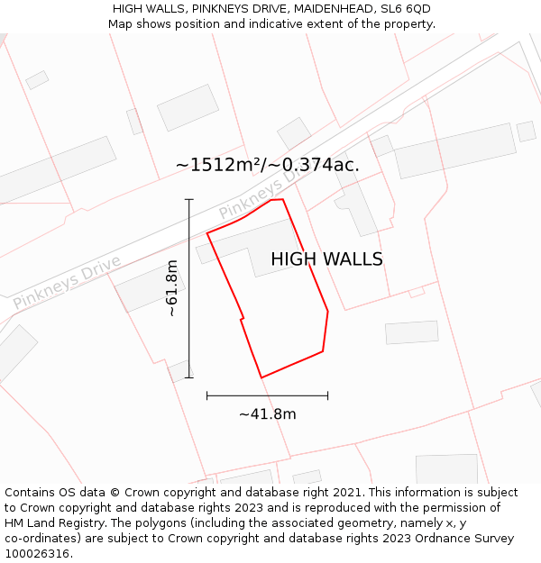 HIGH WALLS, PINKNEYS DRIVE, MAIDENHEAD, SL6 6QD: Plot and title map