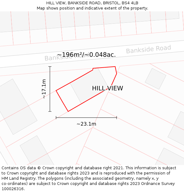 HILL VIEW, BANKSIDE ROAD, BRISTOL, BS4 4LB: Plot and title map