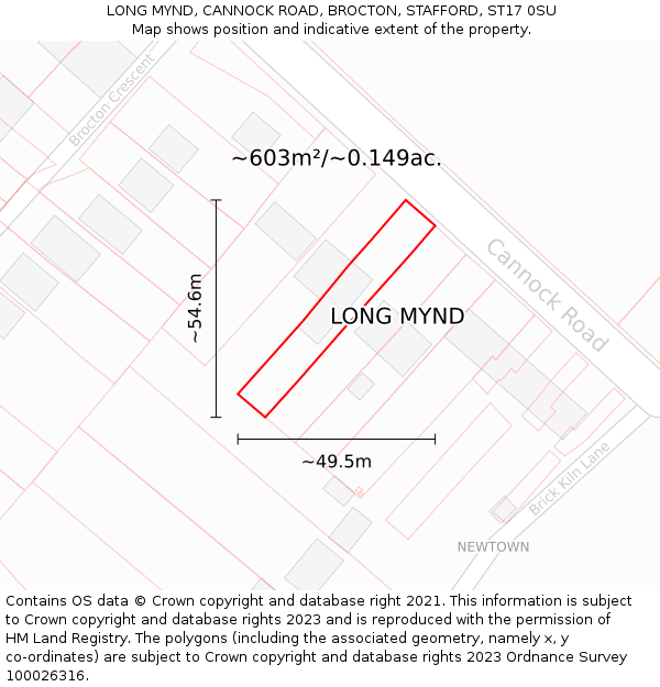 LONG MYND, CANNOCK ROAD, BROCTON, STAFFORD, ST17 0SU: Plot and title map