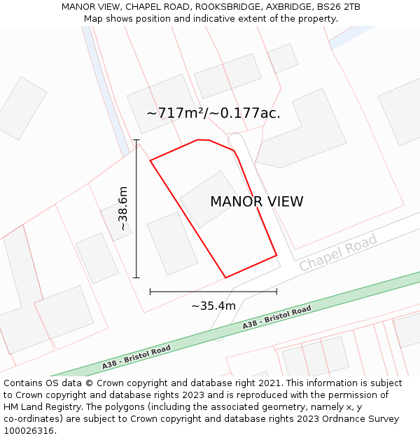 MANOR VIEW, CHAPEL ROAD, ROOKSBRIDGE, AXBRIDGE, BS26 2TB: Plot and title map