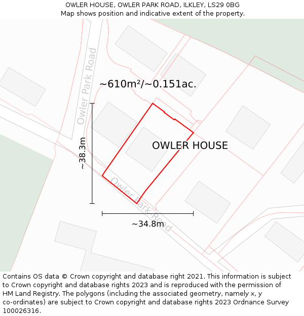 OWLER HOUSE, OWLER PARK ROAD, ILKLEY, LS29 0BG: Plot and title map