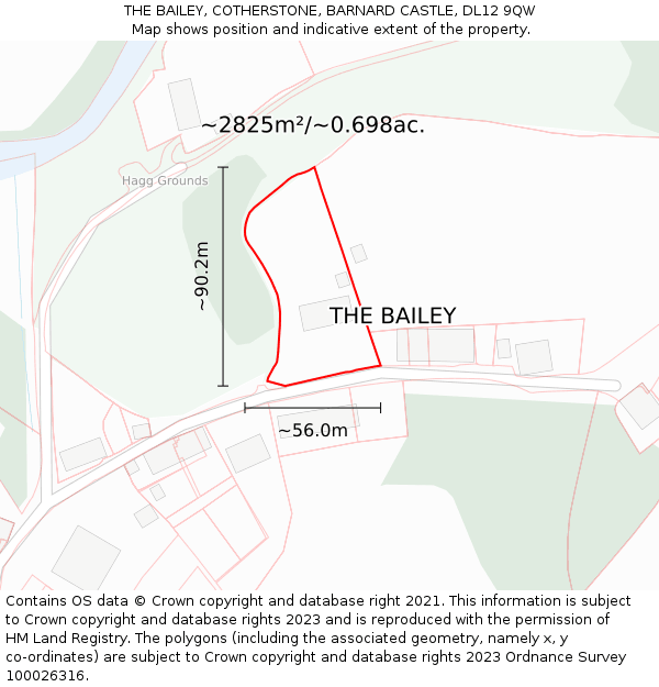 THE BAILEY, COTHERSTONE, BARNARD CASTLE, DL12 9QW: Plot and title map