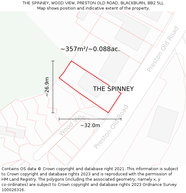 THE SPINNEY, WOOD VIEW, PRESTON OLD ROAD, BLACKBURN, BB2 5LL: Plot and title map