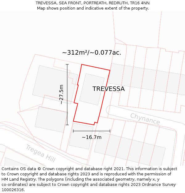 TREVESSA, SEA FRONT, PORTREATH, REDRUTH, TR16 4NN: Plot and title map