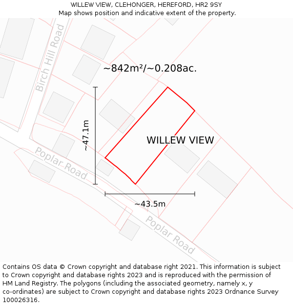 WILLEW VIEW, CLEHONGER, HEREFORD, HR2 9SY: Plot and title map