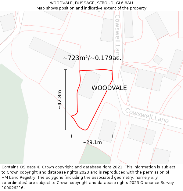 WOODVALE, BUSSAGE, STROUD, GL6 8AU: Plot and title map